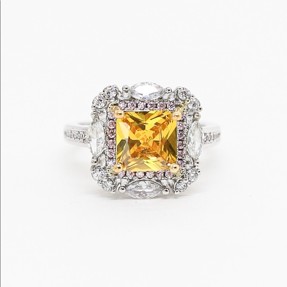 18k Gold Dipped Yellow Pink Topaz Engagement - Picture 3 of 12